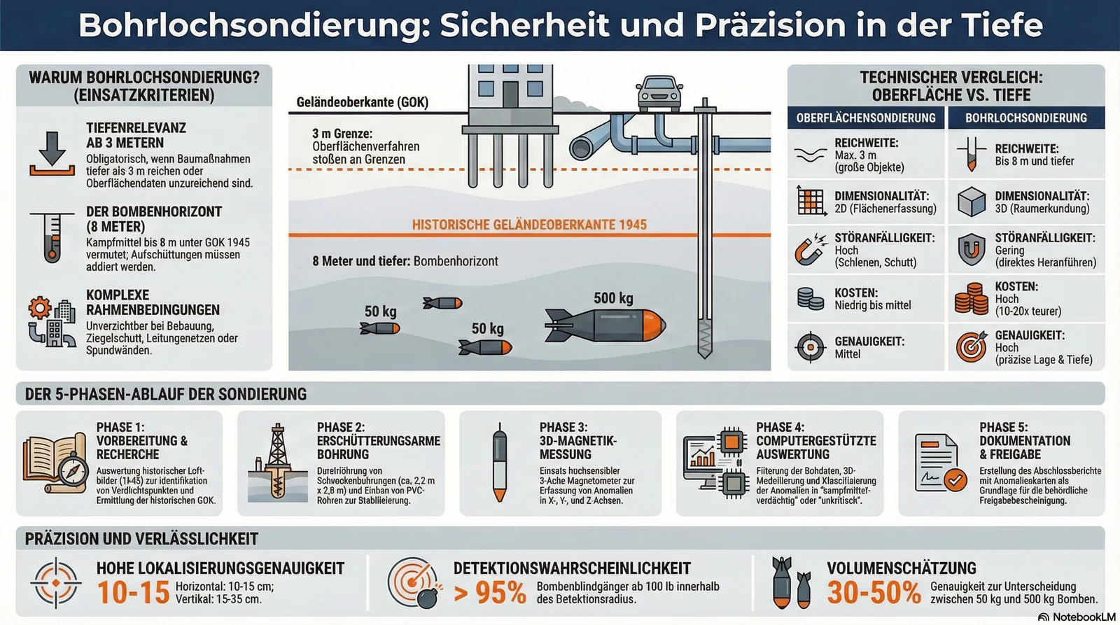 Infografik Bohrlochsondierung - Tiefensondierung