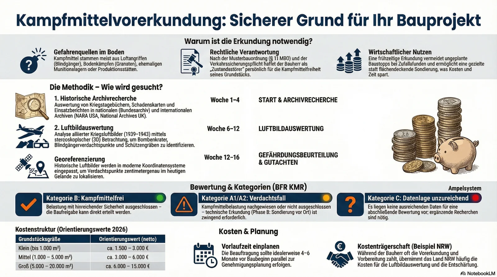 Infografik Kampfmittelvorerkundung - Historische Erkundung